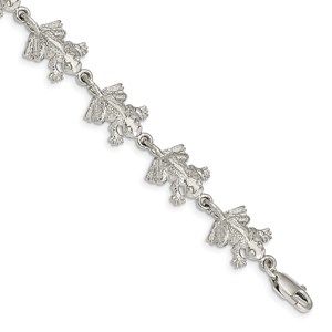 925 Sterling Silver Frog Charm Link Bracelet
